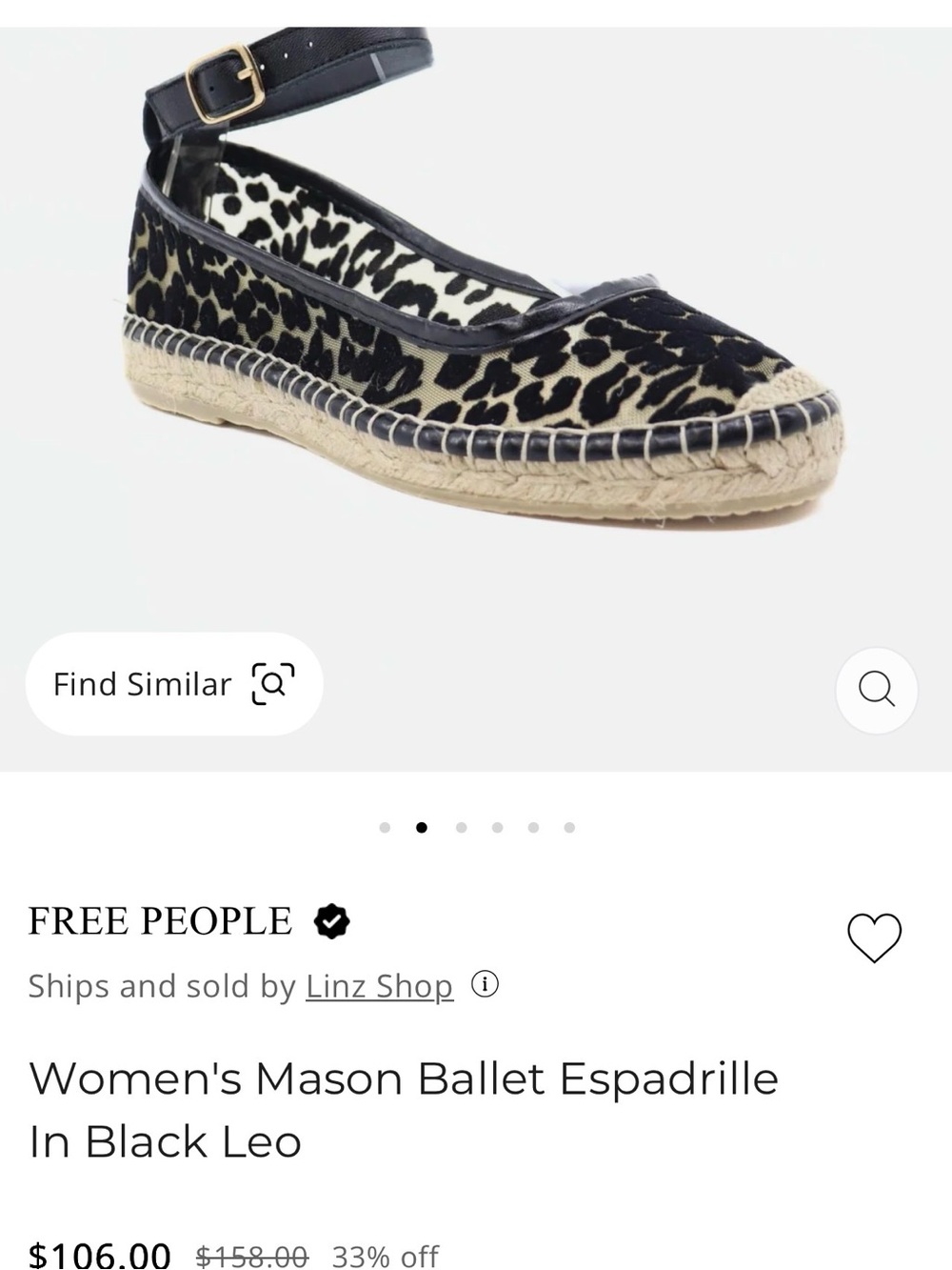 Free People Leopard Espadrille Ankle-Strap Sandals in Black and Beige - Picture 7 of 7
